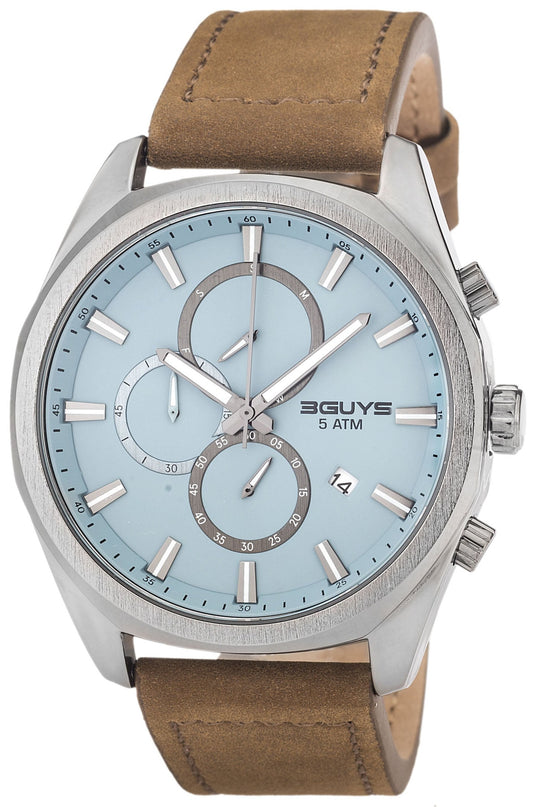 3GUYS 3G37006 Chronograph Brown Leather Strap