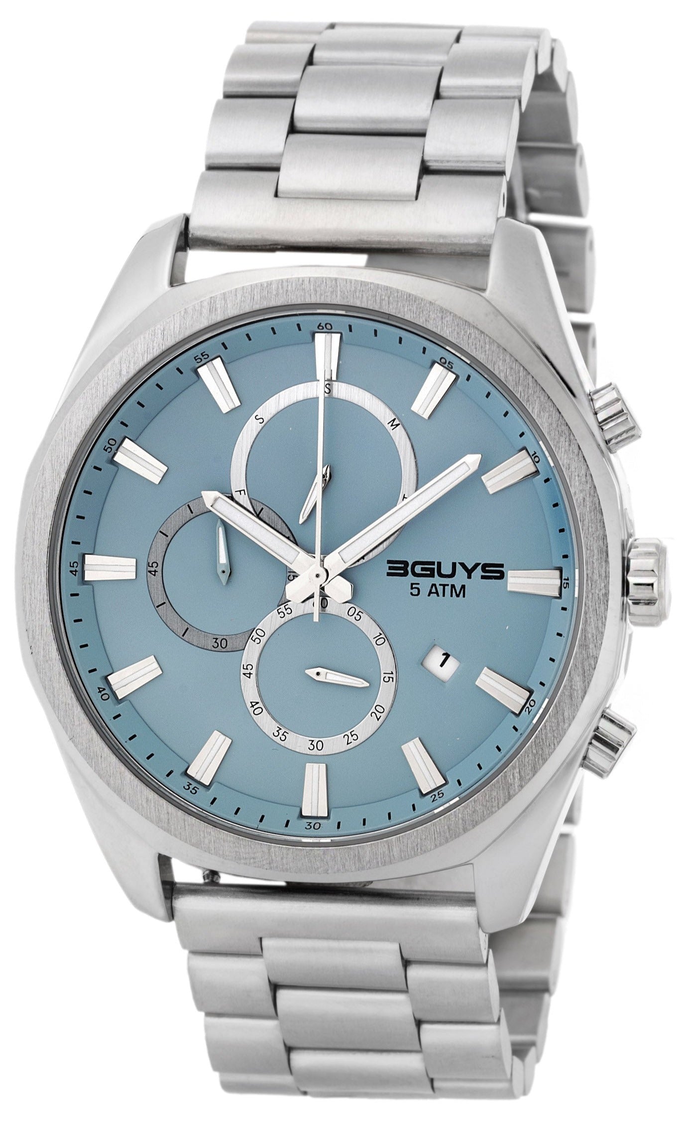 3GUYS 3G37022 Chronograph Silver Stainless Steel Bracelet