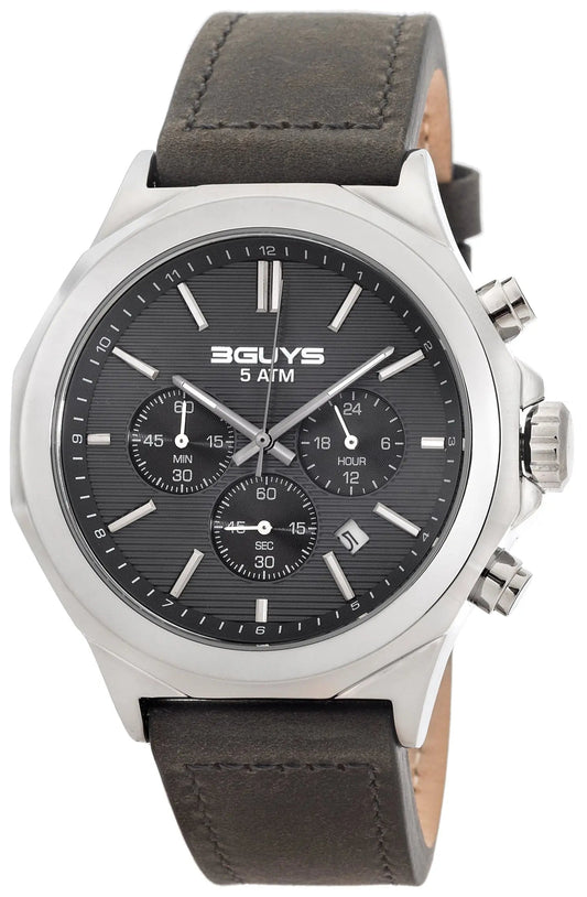3GUYS 3G40001 Chronograph Brown Leather Strap