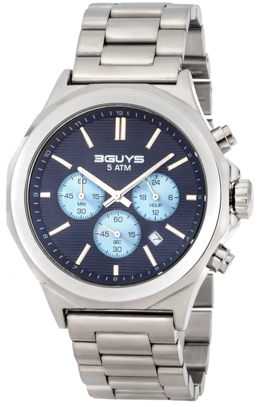 3GUYS 3G40021 Chronograph Silver Stainless Steel Bracelet