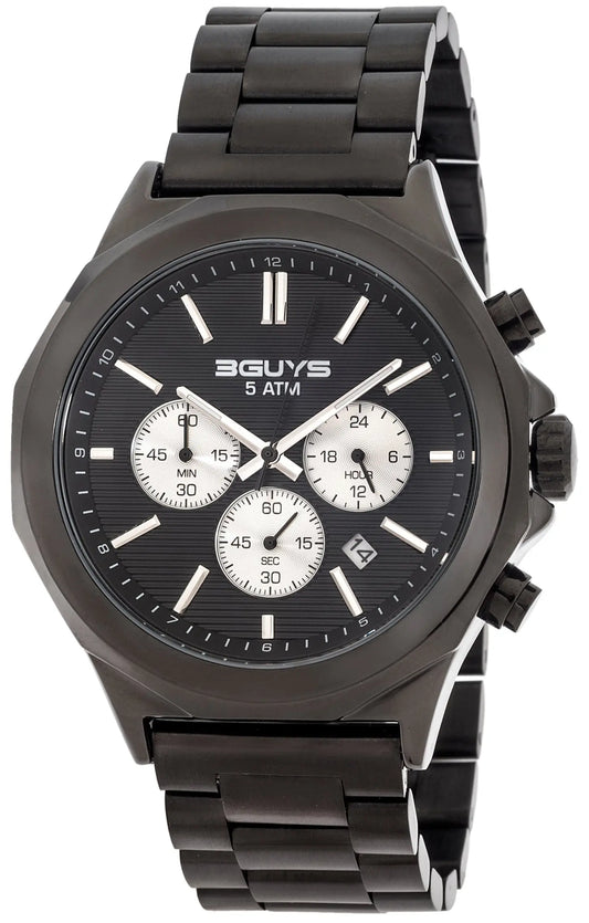 3GUYS 3G40022 Chronograph Black Stainless Steel Bracelet
