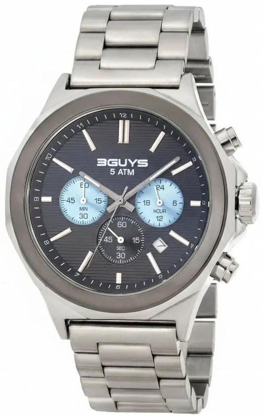 3GUYS 3G40024 Chronograph Silver Stainless Steel Bracelet