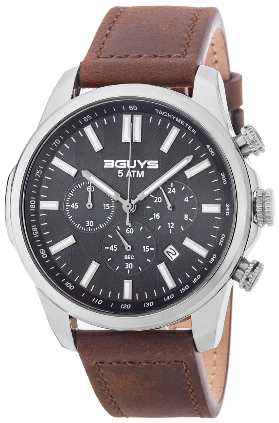 3GUYS 3G41001 Chronograph Brown Leather Strap