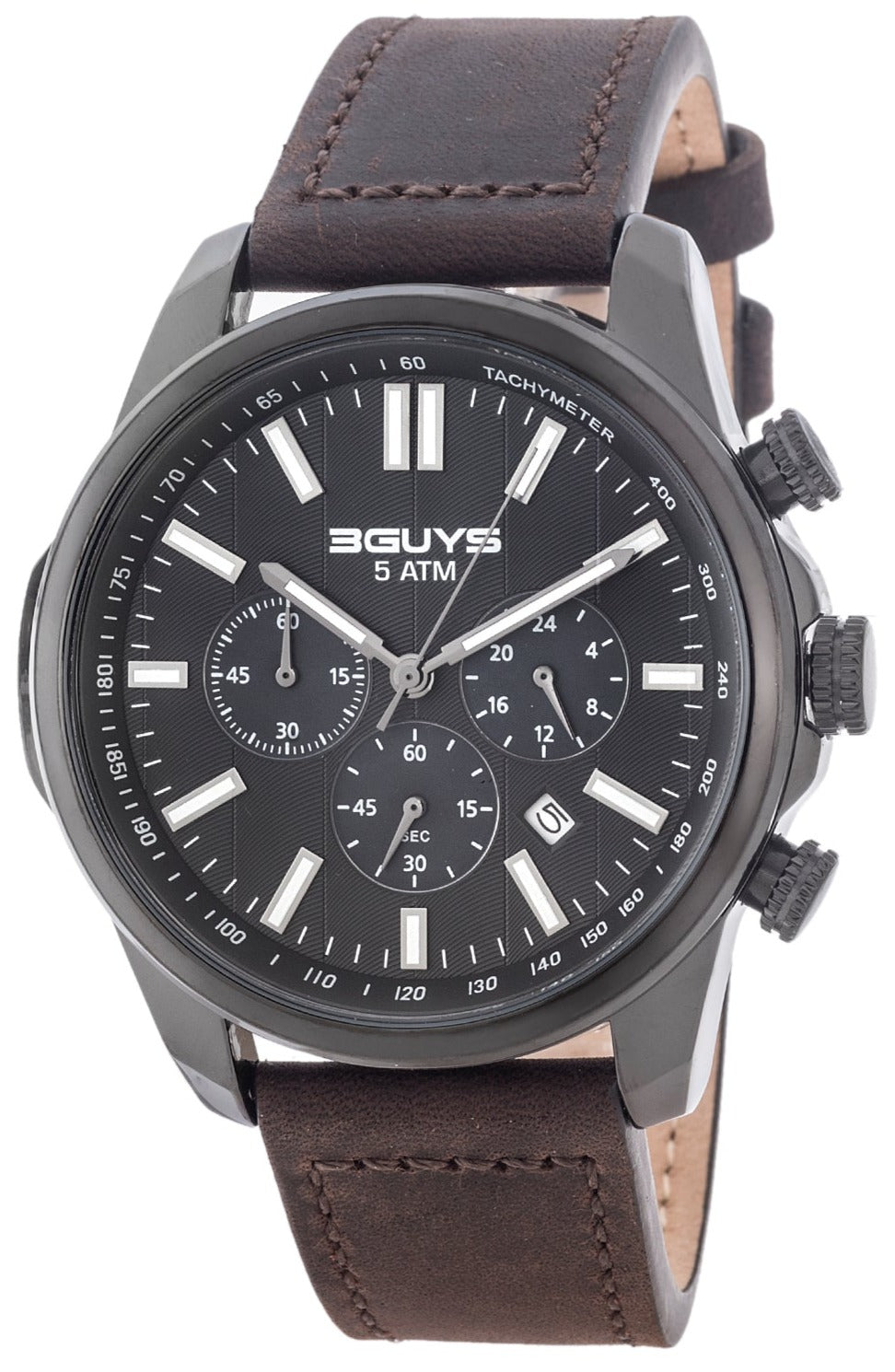 3GUYS 3G41002 Chronograph Brown Leather Strap