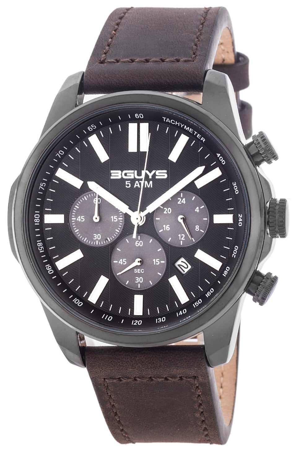 3GUYS 3G41004 Chronograph Brown Leather Strap