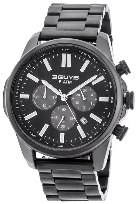 3GUYS 3G41022 Chronograph Black Stainless Steel Bracelet