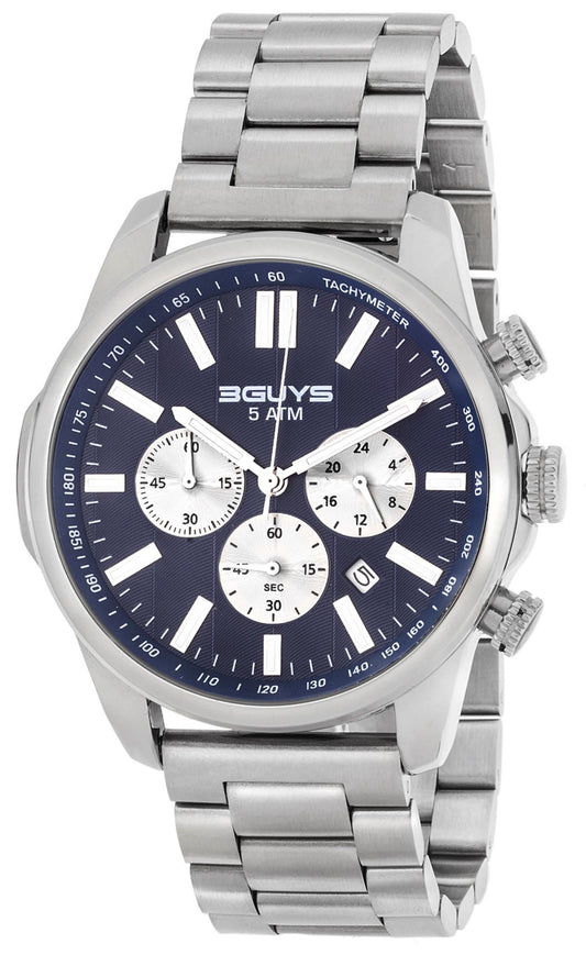 3GUYS 3G41023 Chronograph Silver Stainless Steel Bracelet