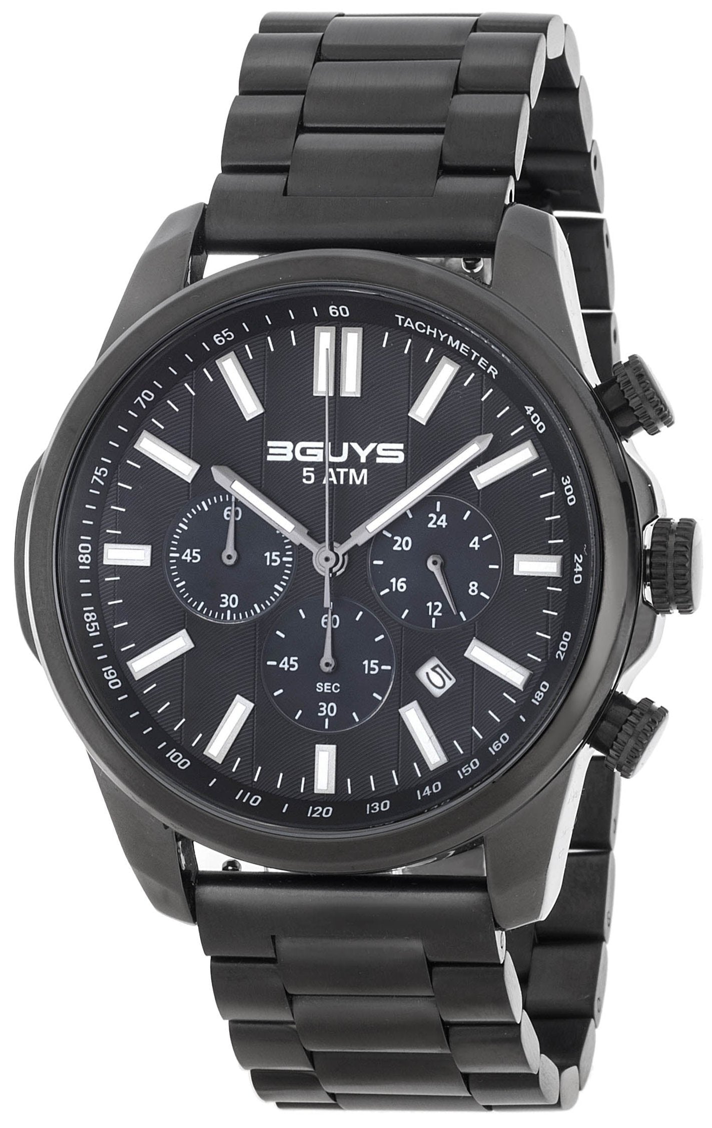 3GUYS 3G41024 Chronograph Black Stainless Steel Bracelet