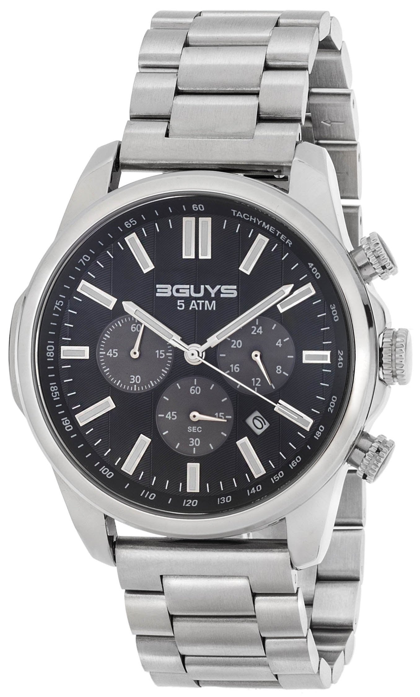 3GUYS 3G41025 Chronograph Silver Stainless Steel Bracelet