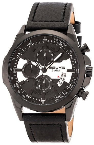 3GUYS 3G45002 Chronograph Black Leather Strap