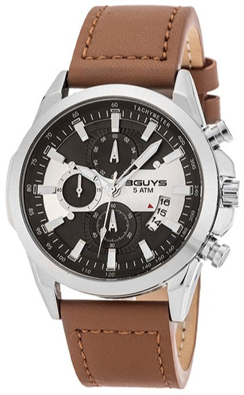 3GUYS 3G45005 Chronograph Brown Leather Strap