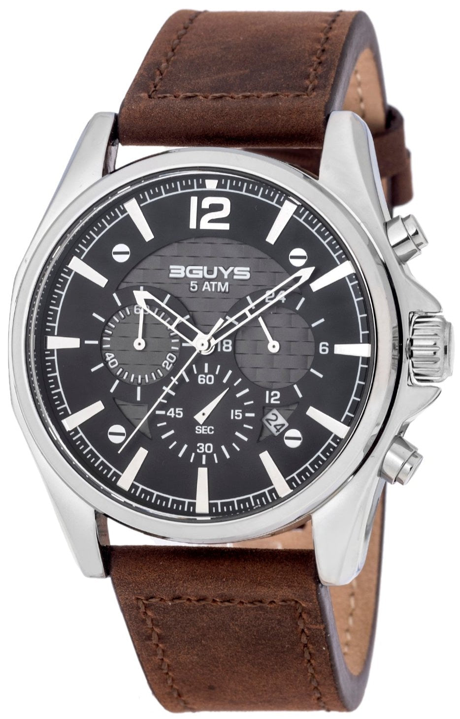 3GUYS 3G46001 Chronograph Brown Leather Strap