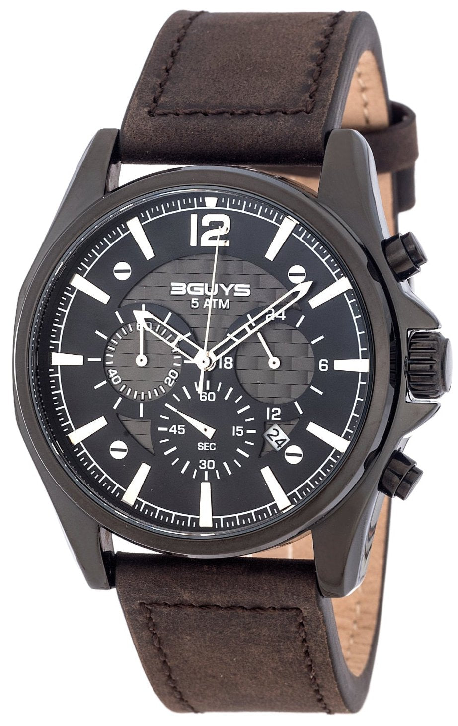 3GUYS 3G46002 Chronograph Brown Leather Strap