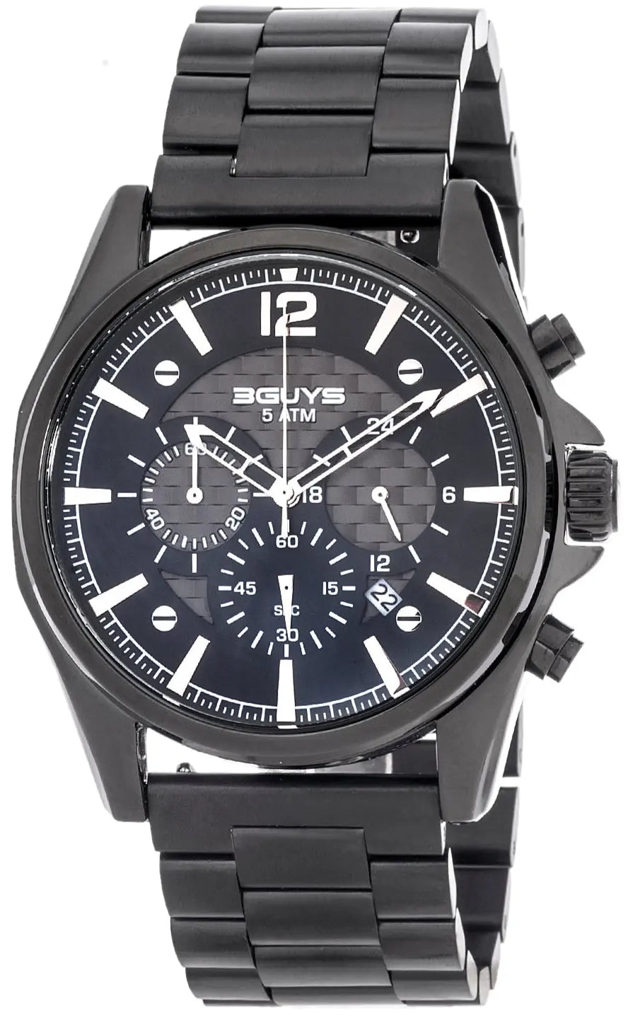 3GUYS 3G46024 Chronograph Black Stainless Steel Bracelet