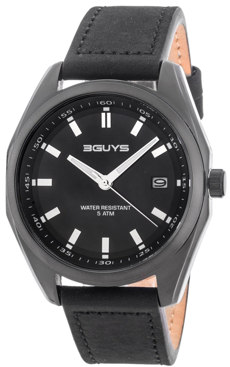 3GUYS 3G72002 Black Leather Strap