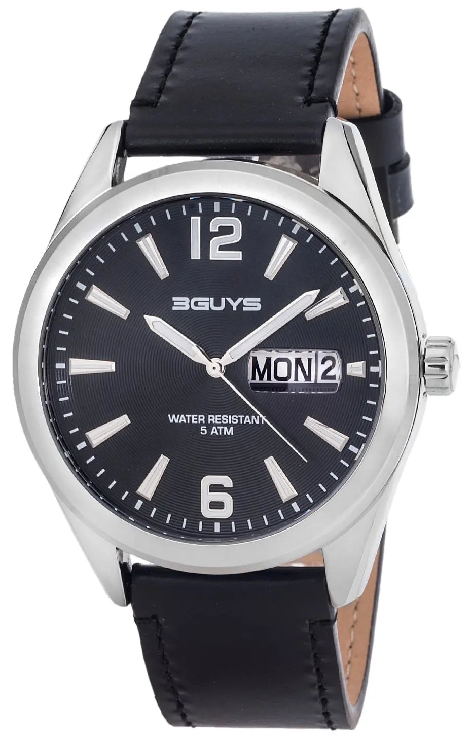 3GUYS 3G76001 Black Leather Strap