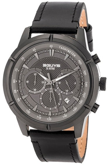 3GUYS 3G83005 Chronograph Black Leather Strap