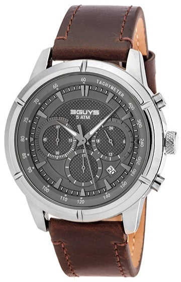 3GUYS 3G83006 Chronograph Brown Leather Strap