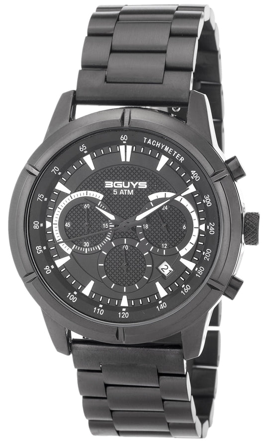 3GUYS 3G83023 Chronograph Black Stainless Steel Bracelet