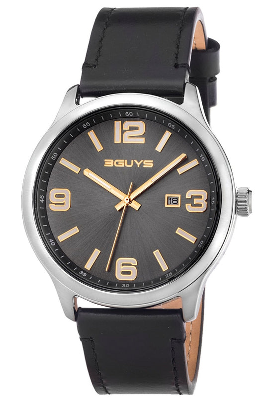 3GUYS 3G84003 Black Leather Strap