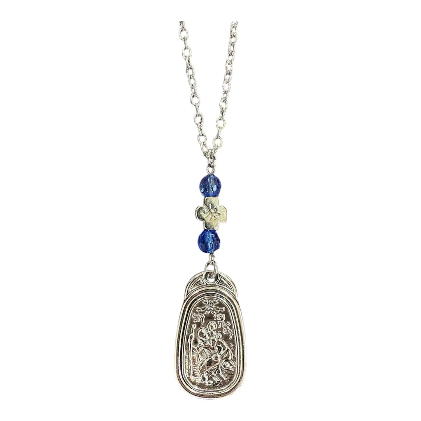 Φυλαχτό Αυτοκινήτου 40140 Διπλής Όψης Με Άγιο Χριστόφορο από Ατσάλι