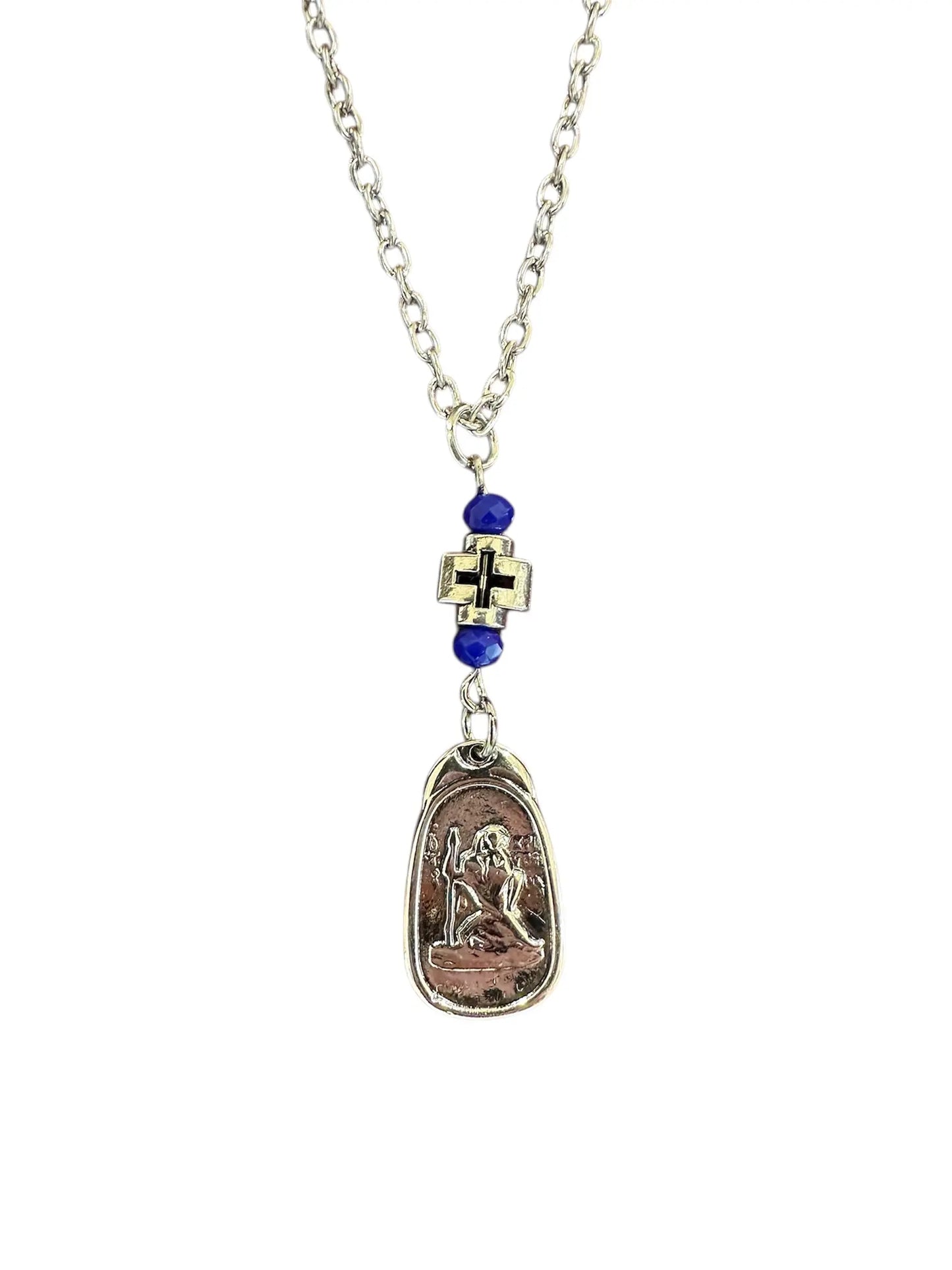 Car Amulet 40155 Double Sided Saint Christopher in Steel