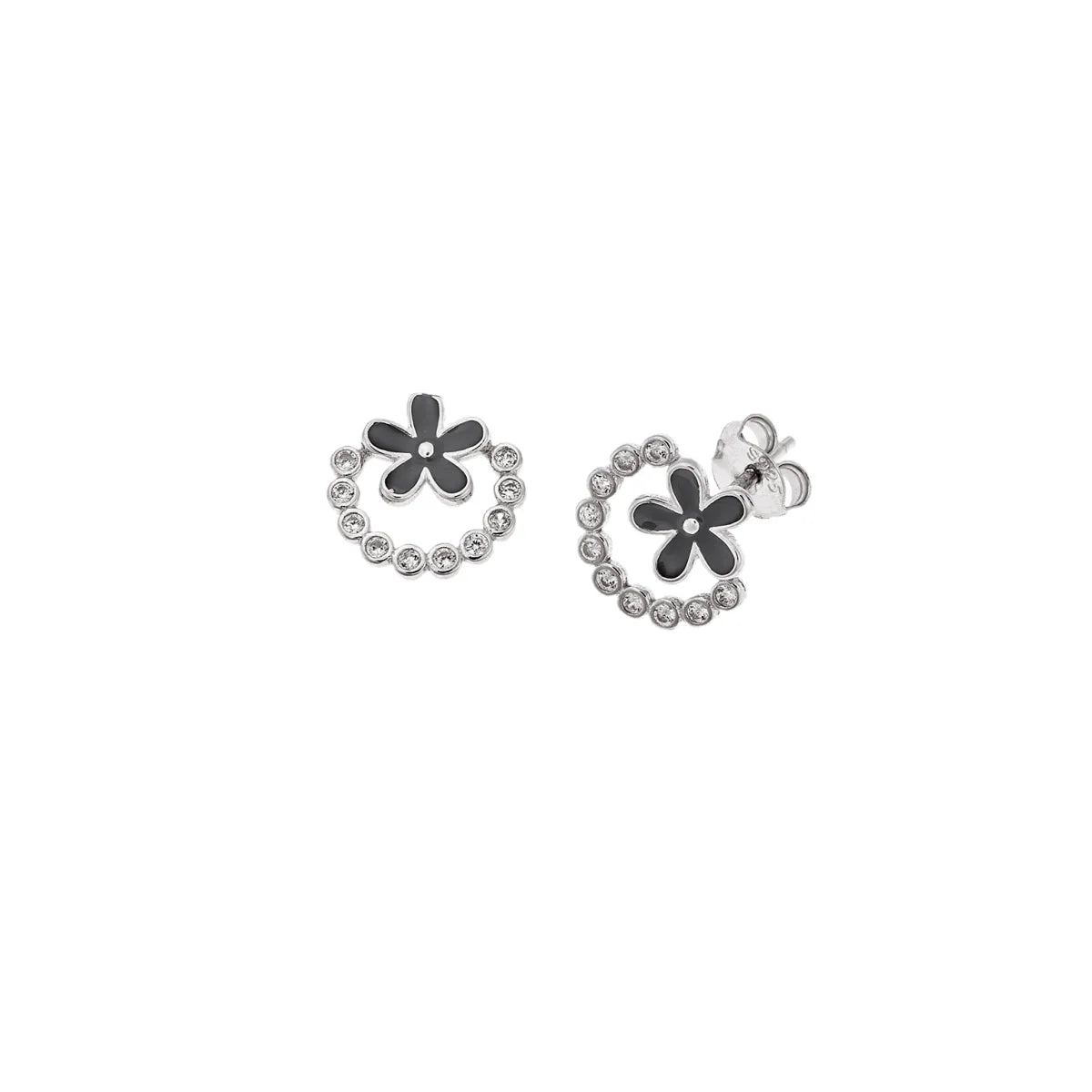 SC270-1W Stud Earrings in Platinum Plated Silver