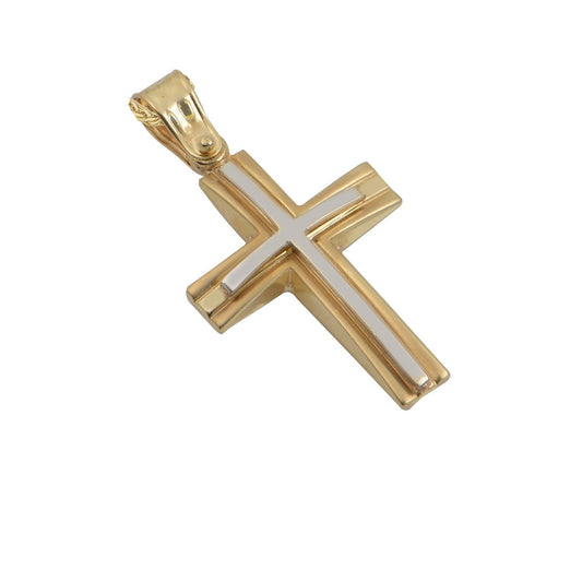 Βαφτιστικός Σταυρός STA424 Διπλής Όψης Χρυσός 14ct