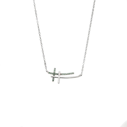 GM220W Zircon Heart Necklace In Platinum Plated Silver