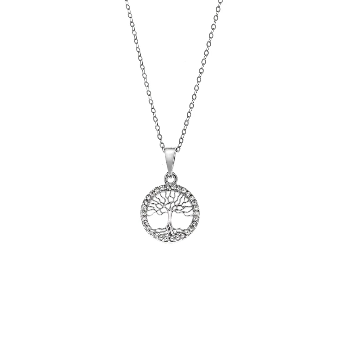 GM220W Zircon Heart Necklace In Platinum Plated Silver