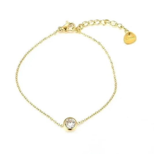 N00965G Riviera Stainless Steel Bracelet with Zirconia