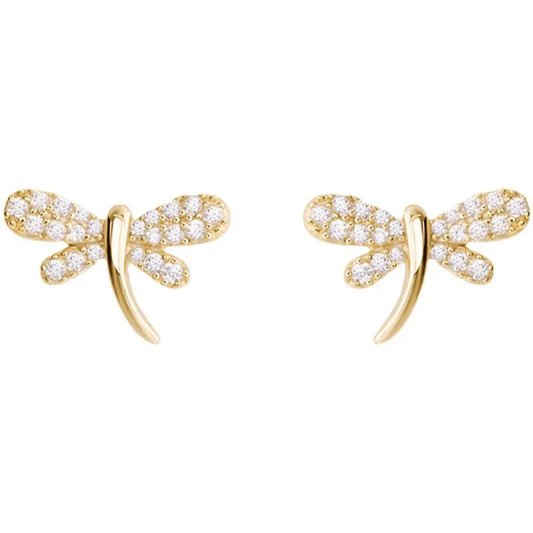 Σκουλαρίκια 58F7915 Λιβελούλες από Επιχρυσωμένο Ασήμι