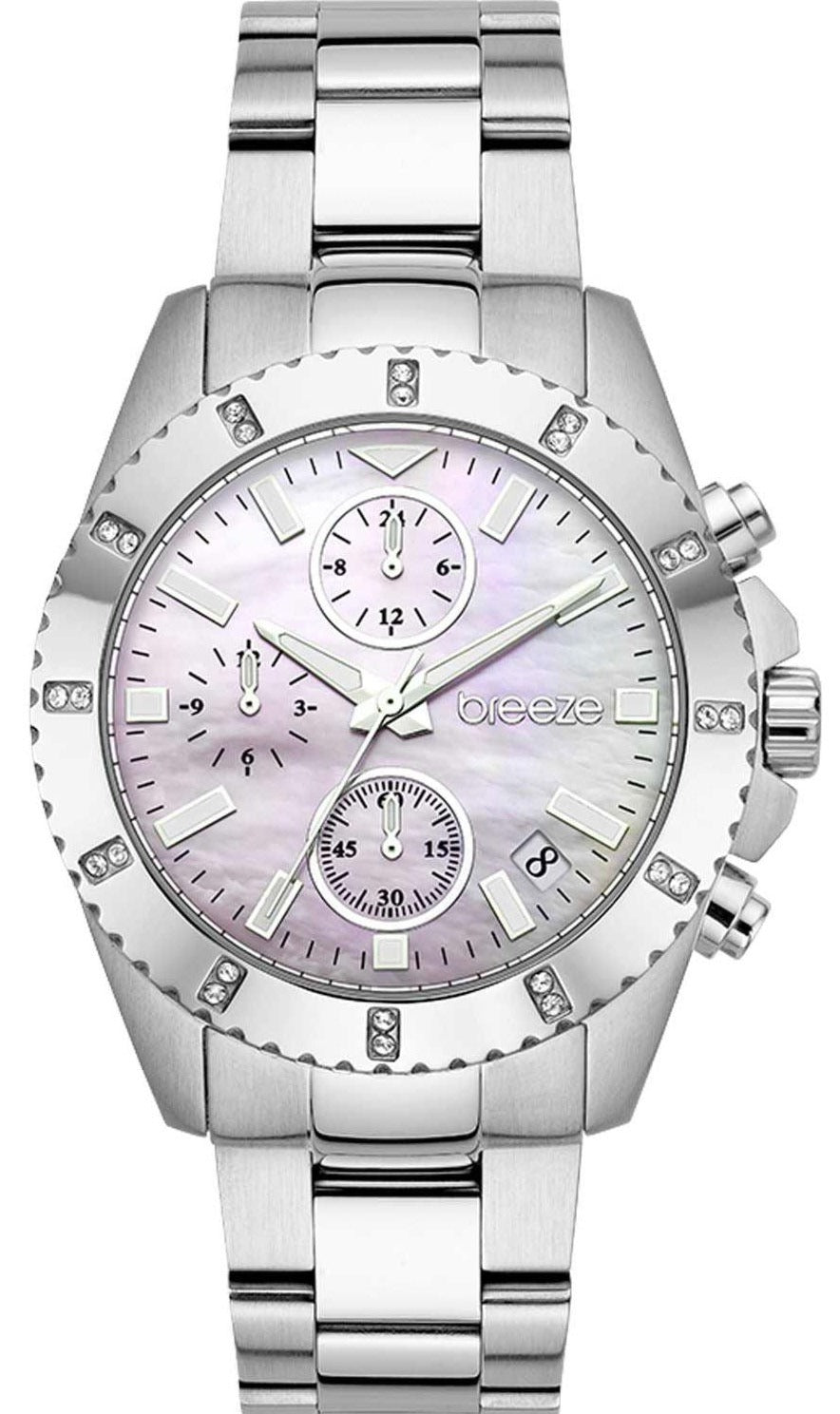 BREEZE 612461.4 Obsession Swarovski Chronograph Stainless Steel Bracelet