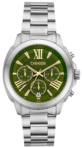 BREEZE 612481.7 Chronique Chronograph Silver Stainless Steel Bracelet