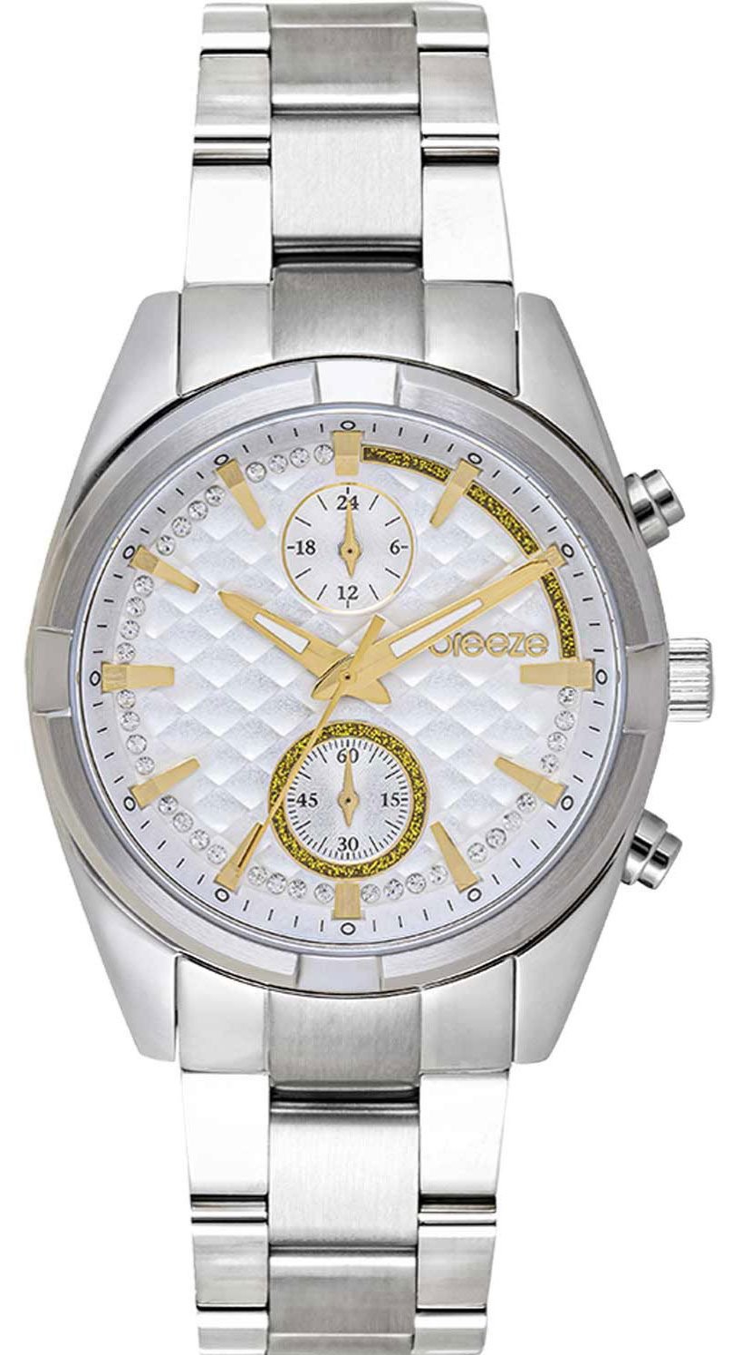 BREEZE 612501.1 Starlight Swarowski Chronograph Silver Stainless Steel Bracelet