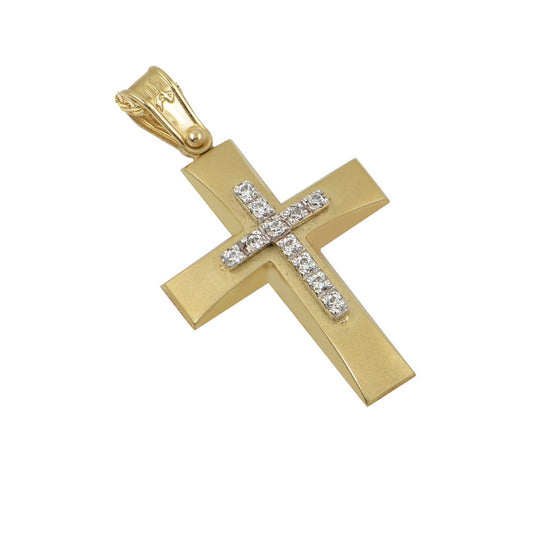 Σταυρός STA613 Βαφτιστικός Χρυσός 14ct με Ζιργκόν