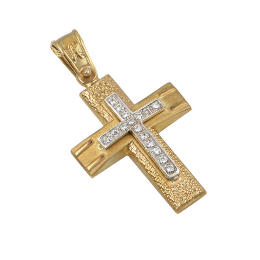 Σταυρός STA618 Βαφτιστικός Χρυσός 9ct με Ζιργκόν