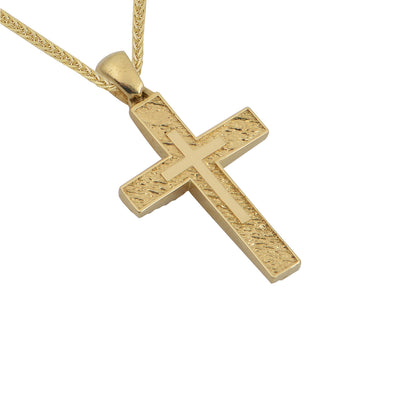 Σταυρός STA649 Βαφτιστικός Χρυσός 14ct με Ζιργκόν Διπλής Όψης