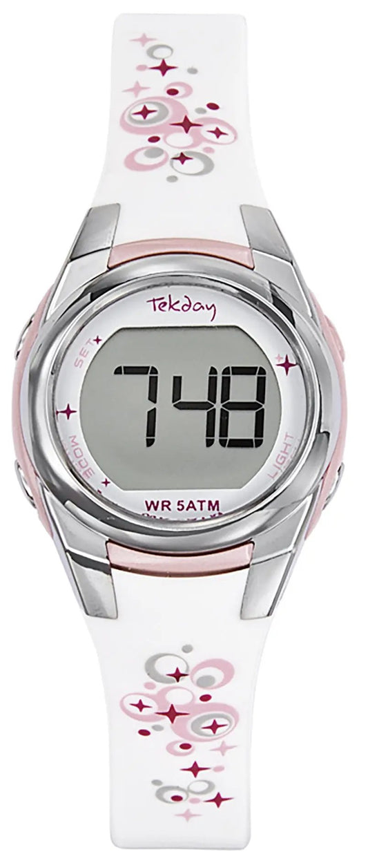 TEKDAY 653608 Digital White Rubber Strap