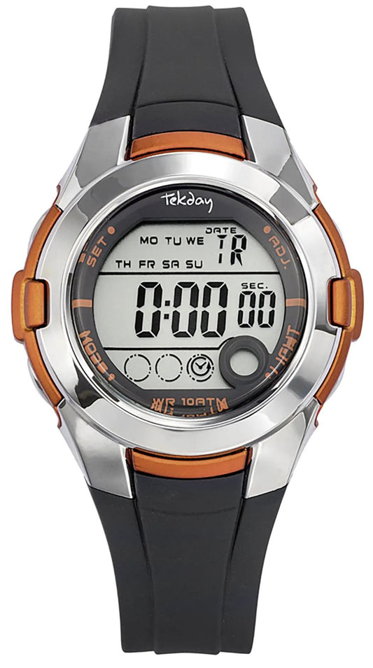 TEKDAY 653876 Digital Black Rubber Strap