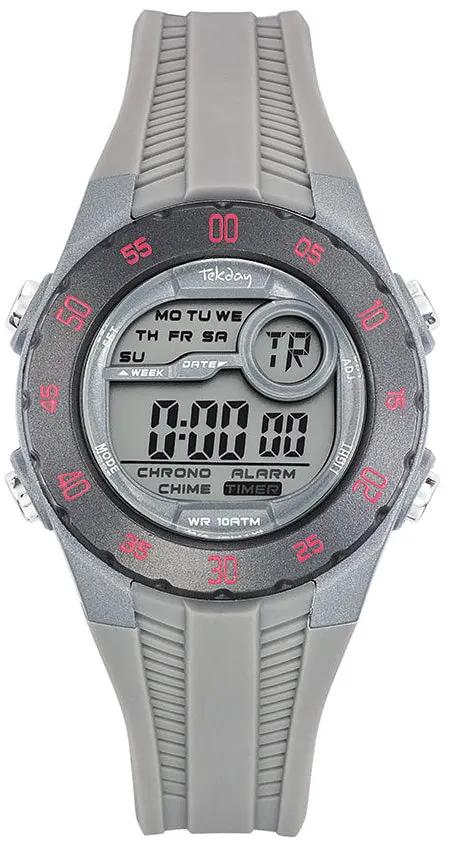 TEKDAY 653963 Digital Grey Rubber Strap