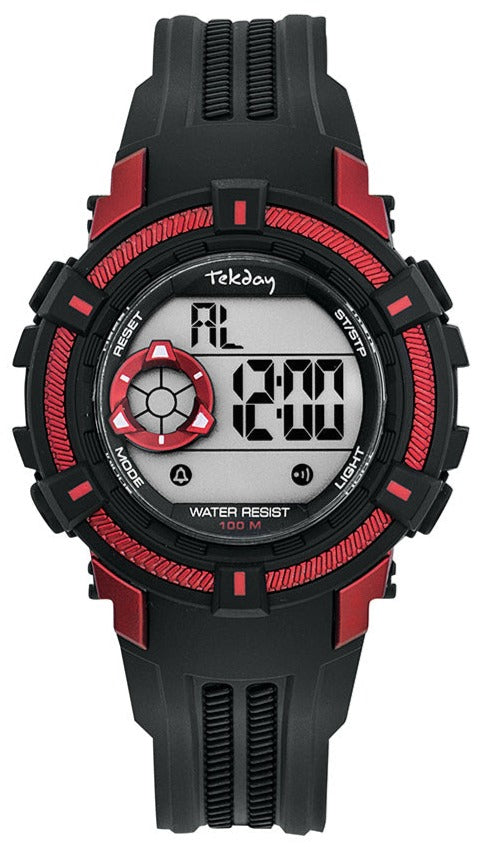 TEKDAY 654015 Digital Black Rubber Strap