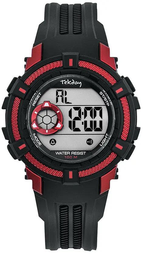 TEKDAY 654015 Digital Black Rubber Strap