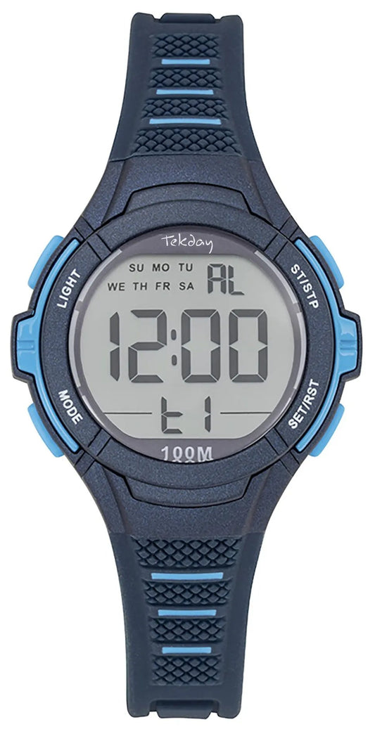 TEKDAY 654661 Digital Blue Rubber Strap