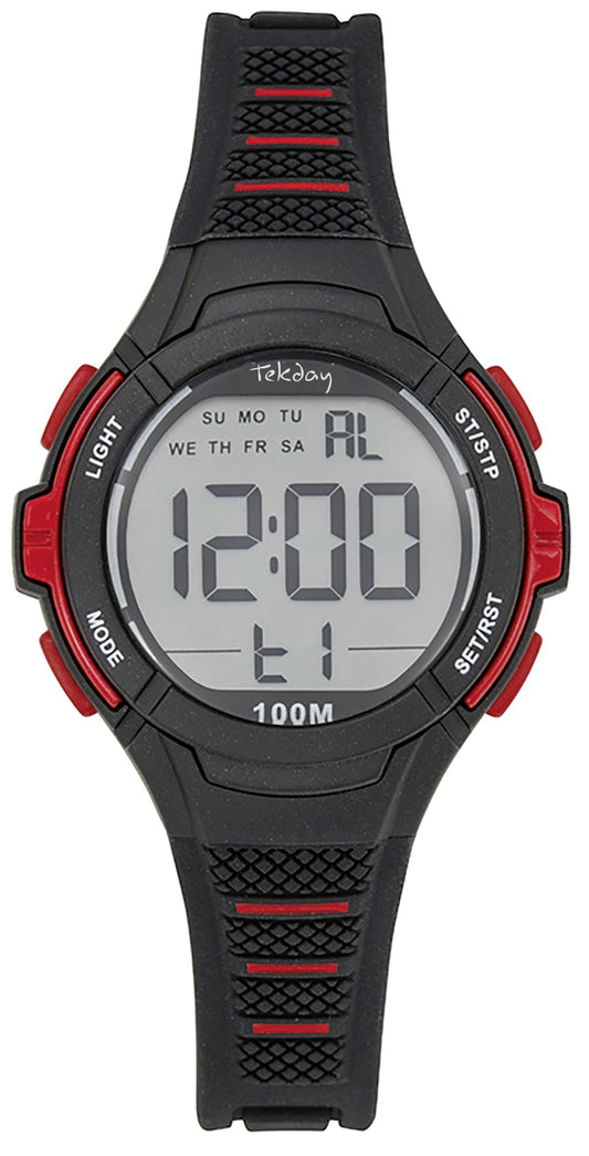 TEKDAY 654662 Digital Black Rubber Strap Tekday