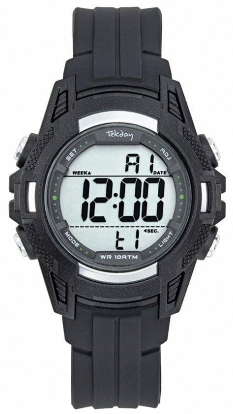 TEKDAY 654787 Digital Black Silicone Strap