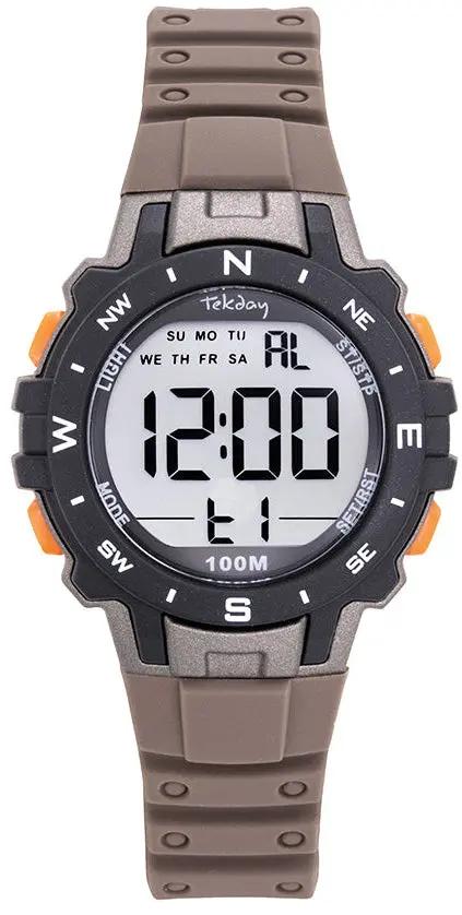 TEKDAY 654800 Digital Brown Silicone Strap