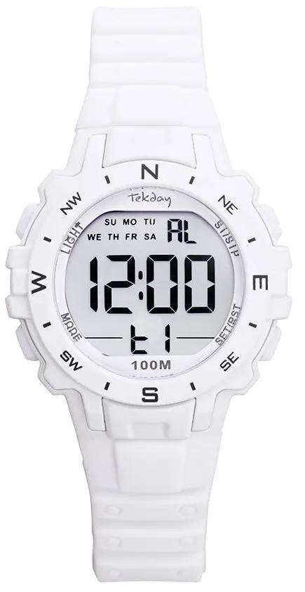 TEKDAY 654802 Digital White Silicone Strap