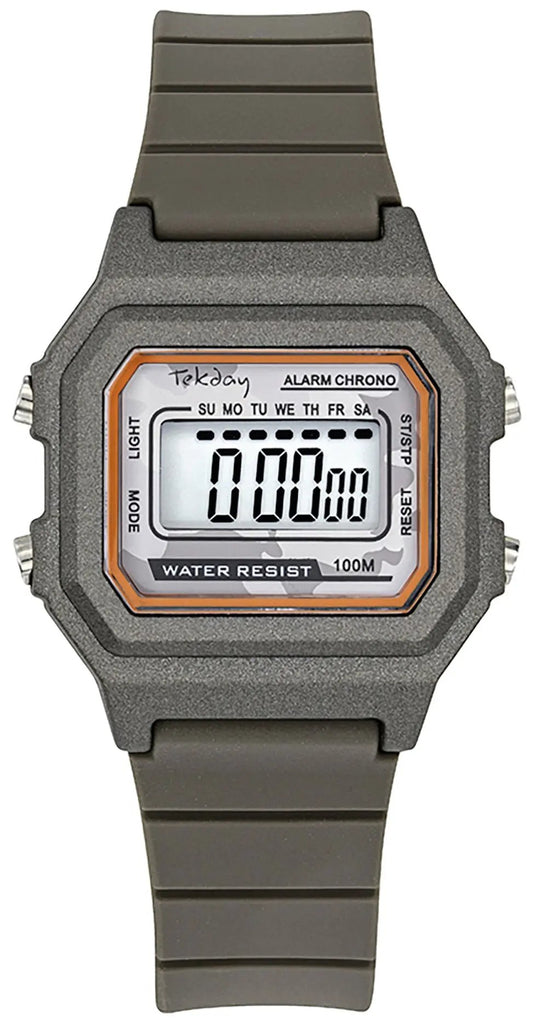 TEKDAY 654808 Digital Brown Rubber Strap