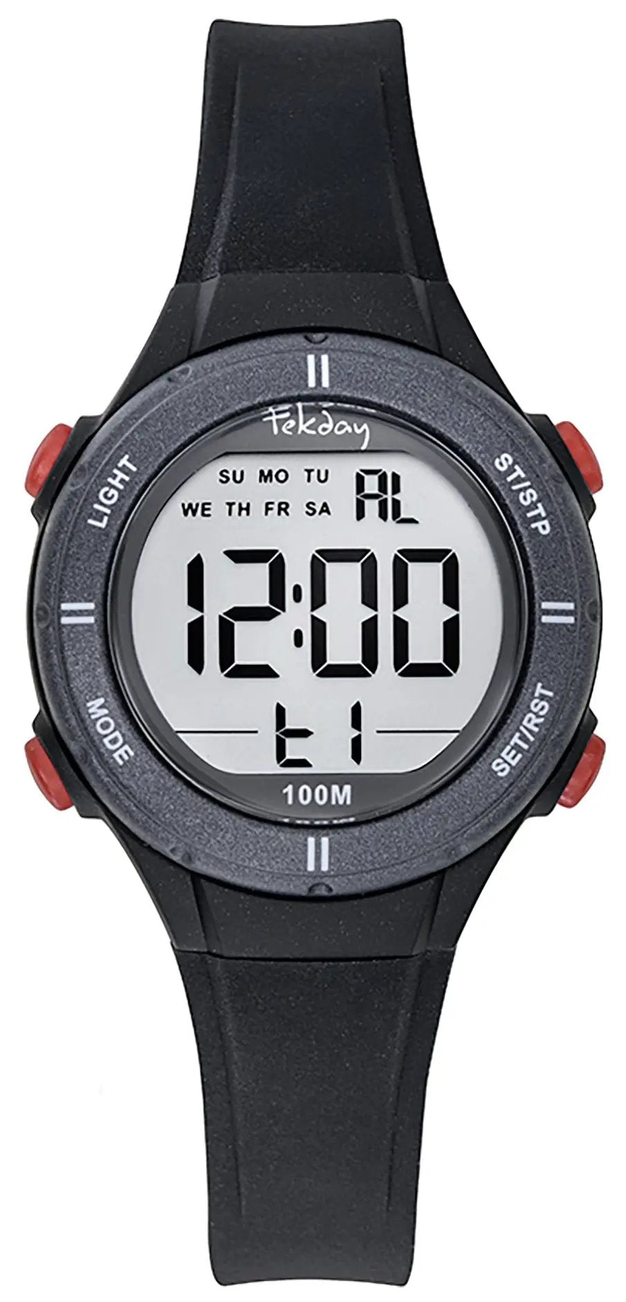 TEKDAY 654821 Digital Black Silicone Strap
